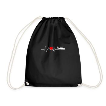 Heartbeat heart line heart rate driving instructor - Drawstring Bag - black - Front