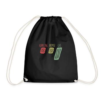 Kupplung Bremse Gas Fahrlehrer Fahrschule - Turnbeutel - Schwarz - Vorne