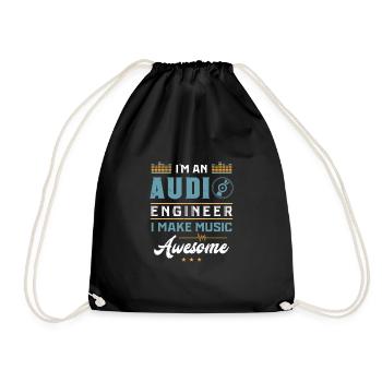 AUDIO ENGINEER SOUND GUY : Awesome Music - Drawstring Bag - black - Front
