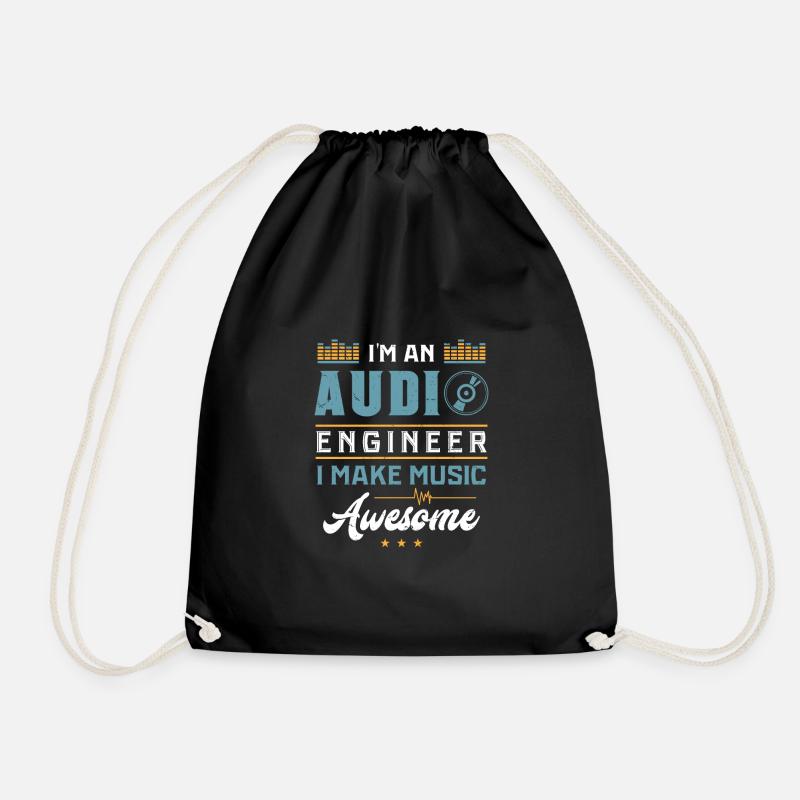 AUDIO ENGINEER SOUND GUY : Awesome Music - Drawstring Bag - black