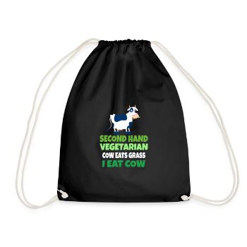 Carnivore Diet Anti-Vegan : Second Hand Vegetarian - Drawstring Bag - black - Front