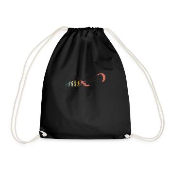 Vintage Retro Evolution Kite Kitesurfing Shirt - Drawstring Bag - black - Front