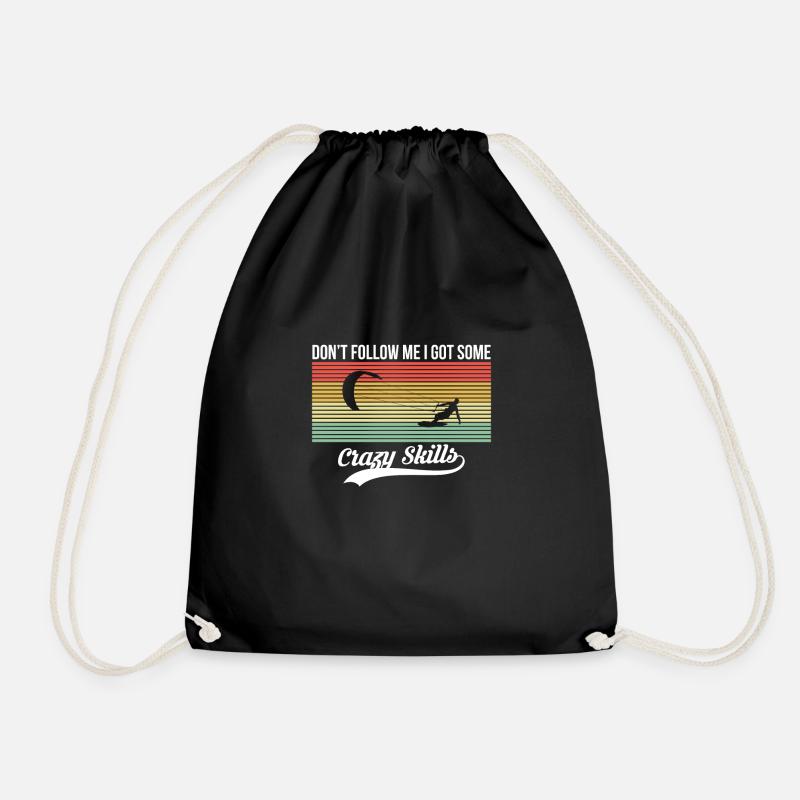 Don't Follow Me I Do Stupid Things Kite Surfer - Drawstring Bag - black