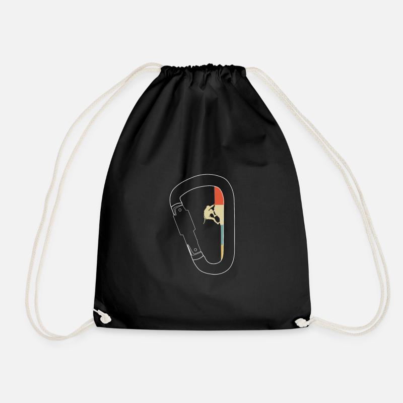 Carabiner Climber Vintage Retro Rock Climbing - Drawstring Bag - black