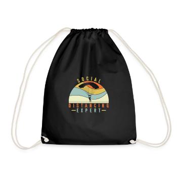 Social Distancing Expert Skydiver Parachute - Drawstring Bag - black - Front