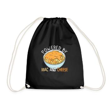 MAC AND CHEESE GIFT : powered by Mac and Cheese - Drawstring Bag - black - Front