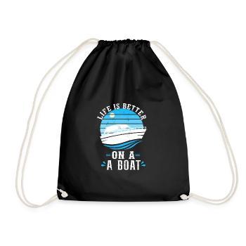 Boating Boat Captain Nautical Life is Better - Drawstring Bag - black - Front