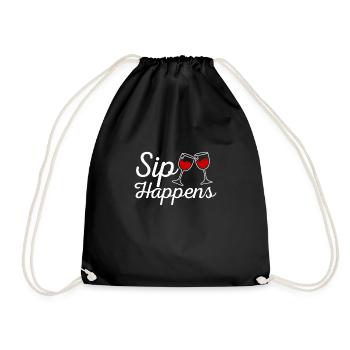 Sip Happens Wine Tasting Red Wine Lovers - Drawstring Bag - black - Front