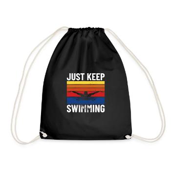 SWIMMING/ SWIMMER just keep swimming - Drawstring Bag - black - Front