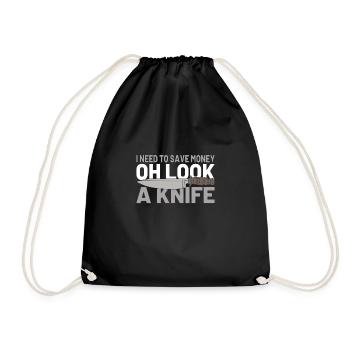 Knife Collector Knife Collection Hunting Fishing - Drawstring Bag - black - Front