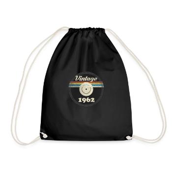 60th Birthday Vintage 1962 Vinyl Record - Drawstring Bag - black - Front
