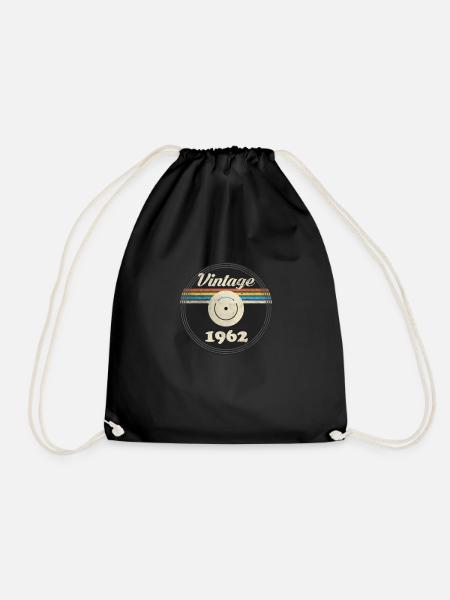 60th Birthday Vintage 1962 Vinyl Record - Drawstring Bag - black