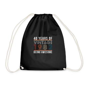 40 Years Of Being Awesome 1982 Geschenk - Turnbeutel - Schwarz - Vorne