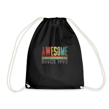 Awesome Since 1992 30th Birthday - Drawstring Bag - black - Front