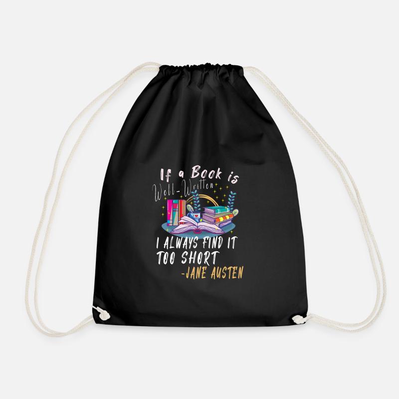 Book Reader Reading Literature Jane Austen quotes - Turnbeutel - Schwarz