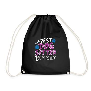 Dog Seated Dog Puppy Dog Sitter Dog Sitter - Drawstring Bag - black - Front