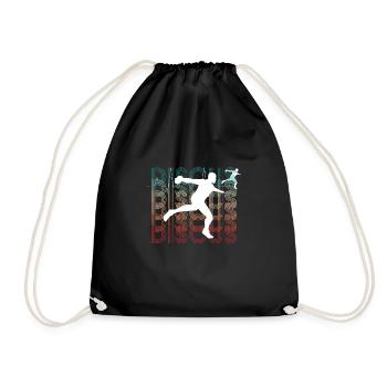 Vintage Retro Discus Thrower Thrower Shirt Gift - Drawstring Bag - black - Front
