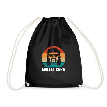 Mullet Crew Vintage Retro Vokuhila Shirt - Turnbeutel - Schwarz - Vorne