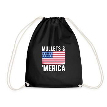 Mullets & Merica Shirt Geschenk USA Flagge - Turnbeutel - Schwarz - Vorne