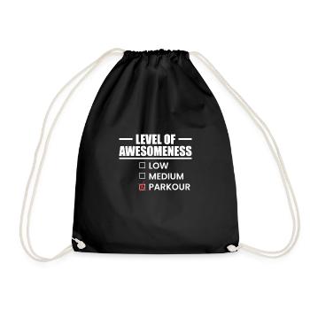 Level Of Awesomeness Gift Parkour Shirt - Drawstring Bag - black - Front