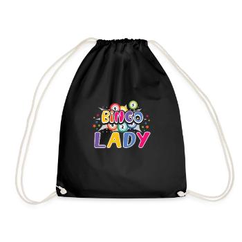 Bingo Card Game Grandma Bingo Player Bingo Cards - Drawstring Bag - black - Front