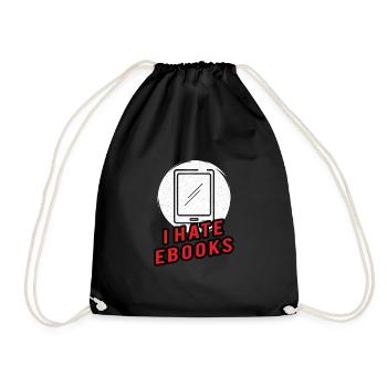 Book Reader Reading Literature Bookworm Gift Idea - Drawstring Bag - black - Front