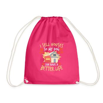 Real Estate Agent Realtor Dog Lover Dog Owner - Drawstring Bag - fuchsia - Front