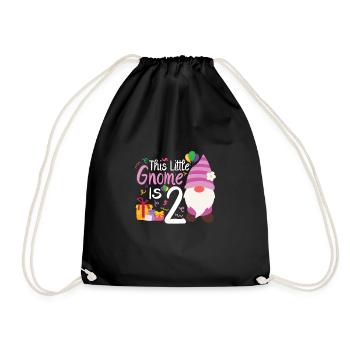 This Little Gnome Is 2 Birthday Girl - Drawstring Bag - black - Front
