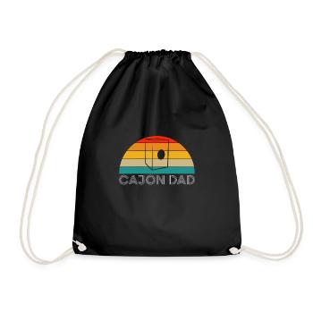 Cajon Dad Vintage Retro Shirt Geschenk - Turnbeutel - Schwarz - Vorne