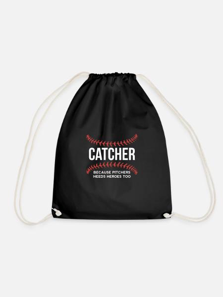 Catcher Because Pitcher Needs Heros Too - Turnbeutel - Schwarz