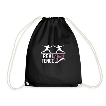 Female Fencing Girl Fencer Fence - Turnbeutel - Schwarz - Vorne