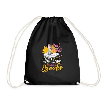 Book Reader Reading Literature Bookworm Gift Idea - Drawstring Bag - black - Front