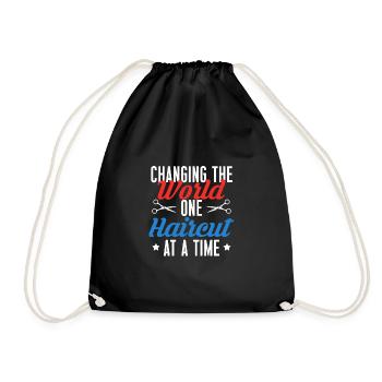 Changing The World One Haircut At A Time - Drawstring Bag - black - Front