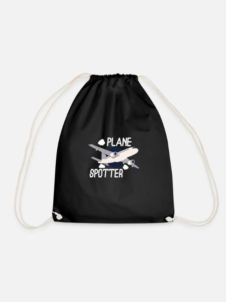 Aircraft Spotting Airplane Aircraft Spotter - Drawstring Bag - black