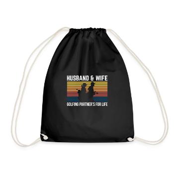 Husband & Wife Golfing Partners For Life - Drawstring Bag - black - Front
