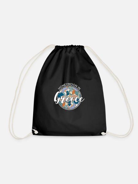 Honeymoon Honeymoon Holiday Shirt Greece - Drawstring Bag - black