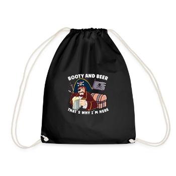 Beer Lover Pirate Pirate Ship Pirate Captain - Drawstring Bag - black - Front