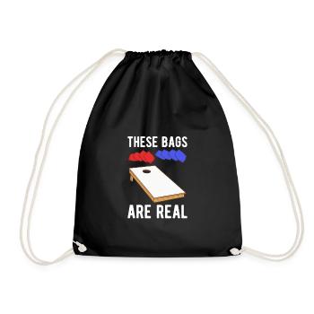 These Bags Are Real Cornhole Shirt Geschenk - Turnbeutel - Schwarz - Vorne