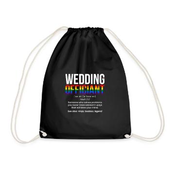 Wedding Officiant LGBT Shirt Gift Definition - Drawstring Bag - black - Front