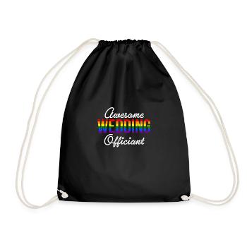 Awesome Wedding Officiant LGBT Shirt Gift - Drawstring Bag - black - Front