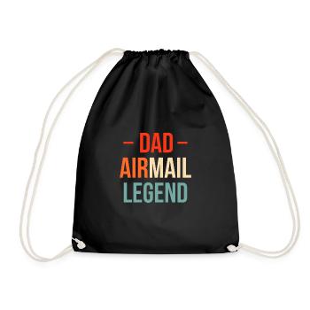 Dad Airmail Legend Shirt Gift - Drawstring Bag - black - Front