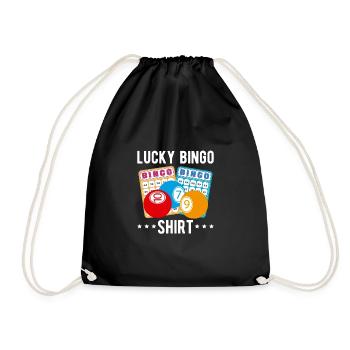 Lucky Bingo Shirt Geschenk - Turnbeutel - Schwarz - Vorne