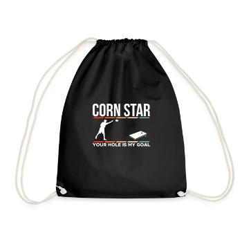 Corn Star Your Hole Is My Goal Shirt Gift - Drawstring Bag - black - Front