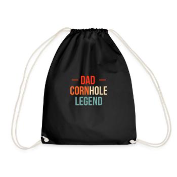 Dad Cornhole Legend Gift Shirt - Drawstring Bag - black - Front