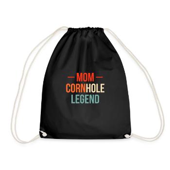 Mom Cornhole Legend Shirt Gift - Drawstring Bag - black - Front