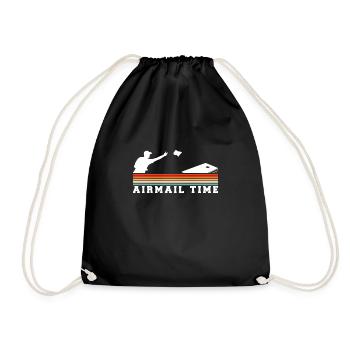 Airmail Time Cornhole Shirt Gift Vintage Retro - Drawstring Bag - black - Front