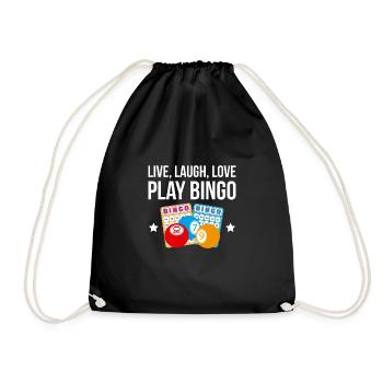 Live Laught Love Play Bingo Shirt Geschenk - Turnbeutel - Schwarz - Vorne