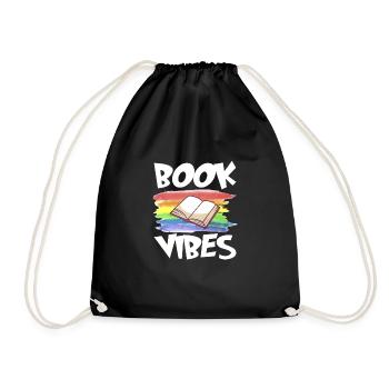 Book Reader Reading Literature Bookworm Gift Idea - Drawstring Bag - black - Front