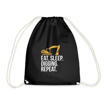 Manger dormir creuser Répéter Excavatrice Chemise de conducteur - Sac de sport léger - noir - Devant