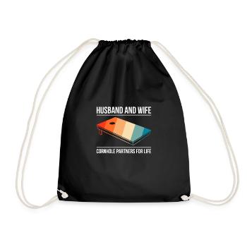 Husband And Wife Cornhole Partners For Life - Drawstring Bag - black - Front